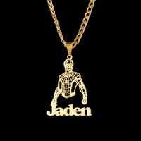 Collier pendentif basketball personnalisé en or plaqué or avec nom, chaîne en acier inoxydable, bijoux pour dropshipping POD