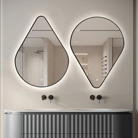 Miroir de salle de bain éclairé rétroéclairé mural avec cadre en aluminium irrégulier avec écran tactile miroir argenté étanche