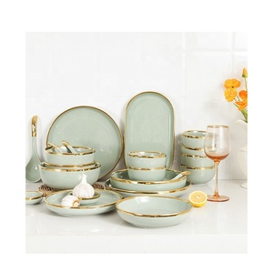 26 шт., набор посуды из зеленого фарфора - Product Image 6