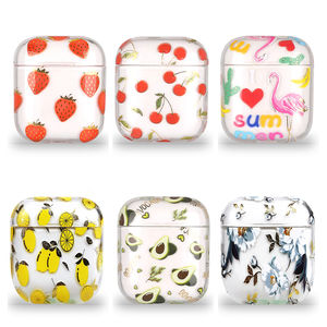 Housse transparente pour <span class=keywords><strong>Airpods</strong></span>, mignon filles femmes Fruits Flamingo lisse dur PC étui pour <span class=keywords><strong>Airpods</strong></span> étui de charge 2 & 1 - Product Image 1