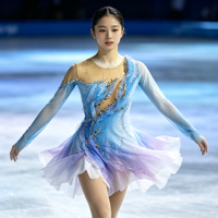 Robe de patinage artistique bleu-violet dégradé, manches longues, strass, costume de compétition, performance, sur mesure, enfants, adolescents, adultes, OEM