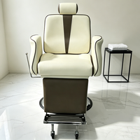 Fauteuil de Barbier Moderne Robuste Hydraulique Inclinable Pivotant à 360° avec Repose-Pieds et Appui-Tête pour Salon de Coiffure et Institut de Beauté