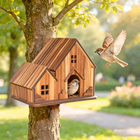 Nichoirs à oiseaux en bois personnalisés, petits nichoirs en bois pour l'extérieur avec un espace spacieux, grand nichoir en bois avec support