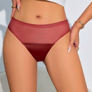 กางเกงในผู้หญิงแบบไร้ตะเข็บ ผ้าตาข่ายโปร่งแสง ผ้าไหมน้ำแข็ง เอวกลาง ระบายอากาศได้ดี นุ่มสบาย รับผลิตแบบ OED ODM - Product Image 2