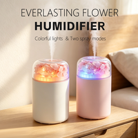 Mini Humidificador de Aire Ultrasónico con Luz LED Biomimética en Forma de Flor, 1200mAh, Humidificador Portátil, Difusor de Aroma para Auto y Hogar
