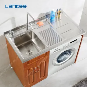 Sederhana Standing Floor Stainless Steel Laundry Tub dengan Kabinet