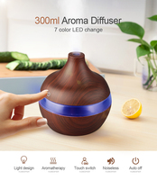 Humidificateur d'air ultrasonique à huile essentielle, port USB, 300ml, humidificateur au Grain de bois, lumières LED, diffuseur d'arôme,