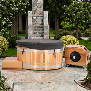 Baignoire à glace ronde en métal moderne <span class=keywords><strong>pour</strong></span> intérieur avec marches, 1 pièce, piscine froide en cèdre, télécommande - Product Image 2