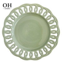 Ensemble de vaisselle creuse personnalisée en porcelaine, style minimaliste italien, écologique, fait main, pour mariage, en gros, en stock