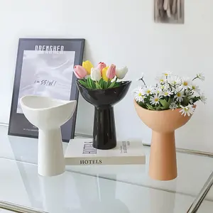Wholesale Ceramic Vase Advanced Sense Ornaments Ins Style Creative Chinese Style High Feet Phalaenopsis Flower Pot High Color Va