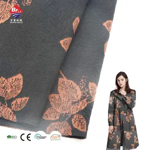 Classic Floral Design Simple 96.5% Polyester 3.5% Spandex Blend Jacquard Knit Thick Yarn-dyed Fleece Fabric For Women Garment