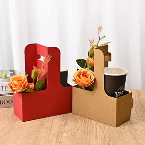 Boîte à fleurs à <span class=keywords><strong>café</strong></span> en papier kraft, boîtes d'emballage à emporter pour thé au lait et <span class=keywords><strong>café</strong></span> - Product Image 1