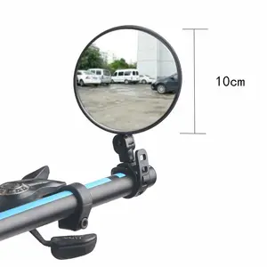 Spion sepeda MTB, gagang silikon batang dapat diputar 360, kaca spion ukuran besar sudut lebar, cermin cembung sepeda cermin reflektif