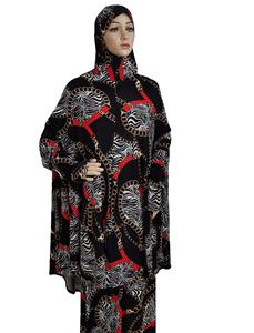 Yeni artı boyutu 2 adet Abaya kadınlar müslüman elbise toptan baskılı kumaş kadin uzun Robe buz ipek jilabaabaya müslüman elbise - Product Image 2