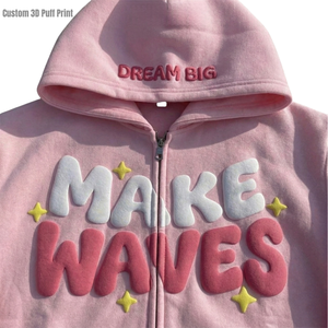 TKAN522 Sweat à capuche unisexe surdimensionné en coton 100% avec logo imprimé en mousse 3D de haute qualité, personnalisé, uni, à fermeture éclair pour homme - Product Image 1