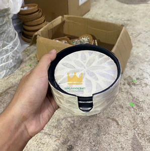 Customize Handcrafted Rattan Mosaic Modern Eco-Friendly Drink Coasters <b>Set</b> of <b>6</b> <b>for</b> Coffee <b>Dinnerware</b> - Product Image 1