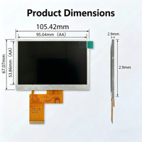 Layar IPS 4,3 inci dengan Resolusi 480*272, Antarmuka RGB, LCD Digital, Kecerahan 600, Konektor 40-pin