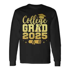 Camiseta de Graduación Universitaria 2025 de Manga Larga, Cuello Redondo, Unisex - Product Image 1