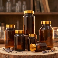 Bouteille en verre brun, flacon à large ouverture étanche et opaque, flacon à poudre, flacon de stockage pour Cordyceps brun
