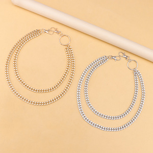 Double Layer Metal Pants <b>Chain</b> Gold Zinc Alloy Waist <b>Chain</b> Hip Hop Denim Accessory Daily Wear - Product Image 4