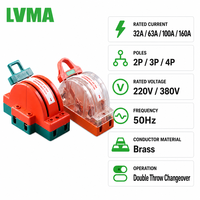 Interruptor de cuchilla de doble lanzamiento 100A, conmutador 2P 3P 4P, 32A-160A, todo cobre y latón, montaje en panel para armario de distribución y generador