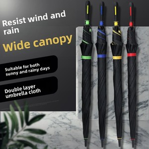 Durable a prueba de viento Sun <span class=keywords><strong>Rain</strong></span> Umbrella Mango largo Tamaño grande Hombres Semiautomático Reforzado Heavy <span class=keywords><strong>Rain</strong></span> Negro Diseño clásico - Product Image 3