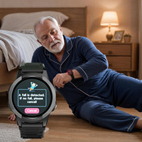 Montre connectée VFA56S 4G LTE avec appel SOS, alerte de chute, suivi GPS, surveillance de l'oxygène sanguin, montre connectée ronde pour personnes âgées