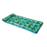 Plataforma Flotante Redonda con Estampado de Hojas, Tumbona Inflable para Adultos, Hamaca Plegable, Cama Flotante Inflable para Playa