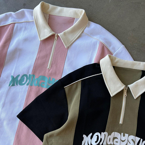 <span class=keywords><strong>Camisa</strong></span> Casual de Rayas con Bloques de Color para <span class=keywords><strong>Hombre</strong></span>, Estilo Urbano, de Lujo, Oversize, <span class=keywords><strong>Manga</strong></span> <span class=keywords><strong>Larga</strong></span>, Cuello Polo, con Botones Laterales, para Trabajo - Product Image 5