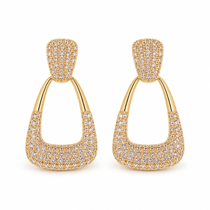 Boucles d'oreilles clous géométriques rétro style bohème plaqué or pour femme, idéales pour les soirées - Product Image 1