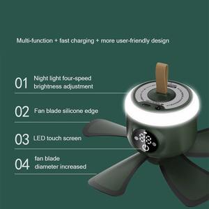 Ceiling Fan Multifunction Timing Camping Fan <b>Lights</b> USB Rechargeable Wireless Remote Control 4 Gears With LED Lamp Ceiling Fan - Product Image 3