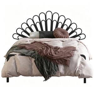 Black Metal <b>Bed</b> <b>Frame</b> Curved Headboard <b>Platform</b> <b>Bed</b> <b>Frame</b> Modern Bedroom Furniture - Product Image 3
