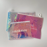 Pochette en PVC Logo Personnalisé Rose Jaune Transparente Petite Taille pour Bijoux Tissu Collier Boucles d'Oreilles avec Fermeture Éclair