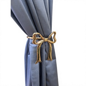 Lazos Metálicos Dorados para Cortinas, Estilo Glamuroso, Elegantes Accesorios Decorativos para Ventanas de Sala de Estar, Lazos Hechos a Mano - Product Image 1