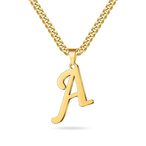 Nuevo Collar de Acero Inoxidable con Colgante de Letras <span class=keywords><strong>ABCDEF</strong></span> de 26 Letras Personalizable, Collar de Acero Inoxidable con Colgante - Product Image 1