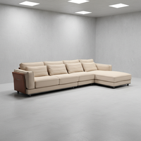 Canapé d'angle moderne de luxe léger, disponible en petites séries, en cuir de vachette pleine fleur haut de gamme, mobilier de salon, premier choix pour les maisons de prestige