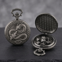 Jam Saku Mini Naga Bersayap Pemancar Api, Dadu Logam DND untuk Dungeons and Dragons