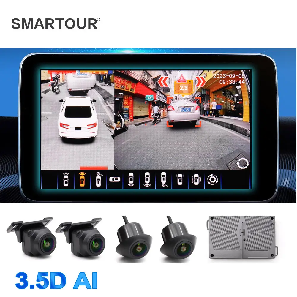Ai 3.5D สมาร์ทกล้อง360องศาสำหรับกล้องรถยนต์ระบบกล้อง360องศานกดูนกรองรับ AHD1080p มุมมองด้านหน้า DVR