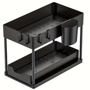 Multi Purpose Kitchen 2 Tier Organizer Pull Out Sliding Drawers Under Sink Cabinet Shelf Spice Bathroom Storage <b>Rack</b> - Product Image 1