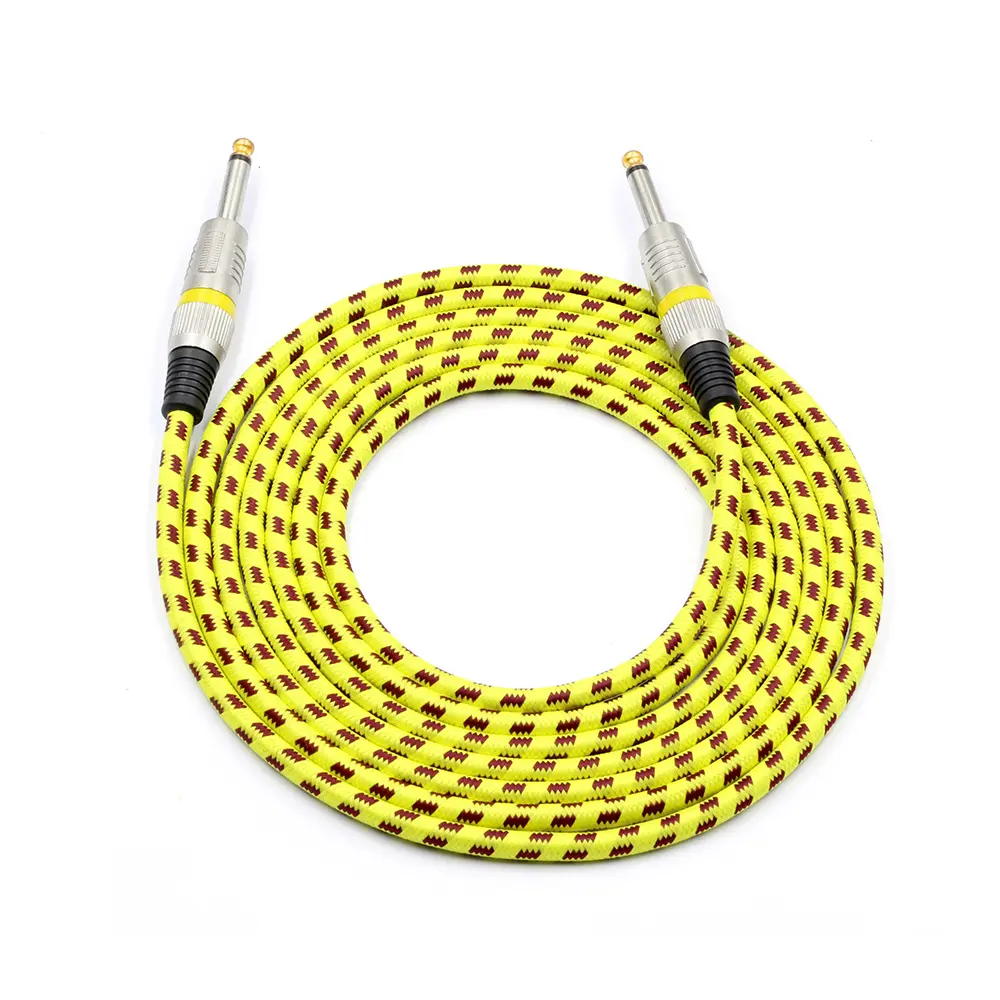 Fabrikant Haakse Plug Gevlochten Gitaar Audio Instrument Kabel 20FT 6.35Mm Beste Elektrische Gitaar Kabel