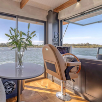 Bateau-Maison de Luxe en Aluminium pour Hôtel Flottant Airbnb, Visite Aquatique avec Climatisation, Plateforme Ponton et Moteur Hors-Bord