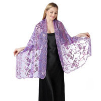 Nouveaux châles de mariage floraux pour femmes, motif dentelle fleurie, foulards de soirée, paréos de plage, kaftans, écharpes à sequins 190*60CM