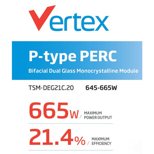 Panel <span class=keywords><strong>solar</strong></span> <span class=keywords><strong>Trina</strong></span> de 645-665W <span class=keywords><strong>Trina</strong></span> 645 650 655 660 665 Watt <span class=keywords><strong>Trina</strong></span> Vertex bifacial Panel PERC de vidrio dual en Shanghai - Product Image 2