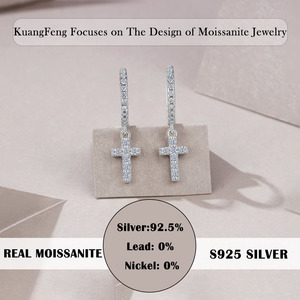 ต่างหูห้อยอัญมณี0.37CTW แบบมินิมอลสำหรับผู้หญิงต่างหูห่วงชุบทองคำขาวชุบเงิน925ของขวัญเครื่องประดับทางศาสนา - Product Image 4