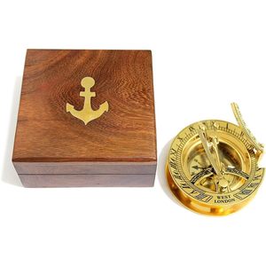 Boussole analogique en laiton, type sundial, 3 pouces, portable, pour la randonnée en extérieur, affichage de l'heure, avec boîte - Product Image 1