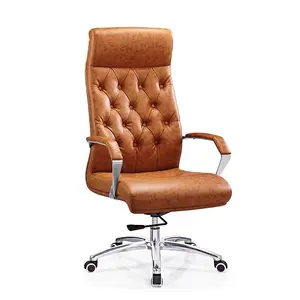 Hochwertiger Chesterfeild-Bürostuhl aus Leder mit hoher Rückenlehne Moderner ergonomischer Chefsessel