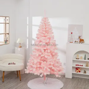 120-400Cm Gevlokt Kunstmatig Outdoor Roze Kerstboom Pvc Frosted Kerstboom