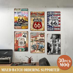 Letrero Metálico al por Mayor, Ruta 66, Impresión UV, Chica Pin-up Retro, Placa Metálica Vintage para Garaje, Bar, Cueva del Hombre, Letrero de Hojalata - Product Image 1