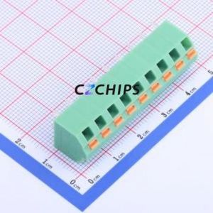 KF250NH-5.08-9P Spring Terminal Block Through hole Component (THT),P=5.08mm Connector 1x9P 5.08mm Green 9P - Product Image 1