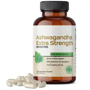 Natural Ashwaganda stress mood relieve herbal vegan KSM-66 CapsulesAnti Anxiety Relieve Stress Herbal Ashwagandha Capsules